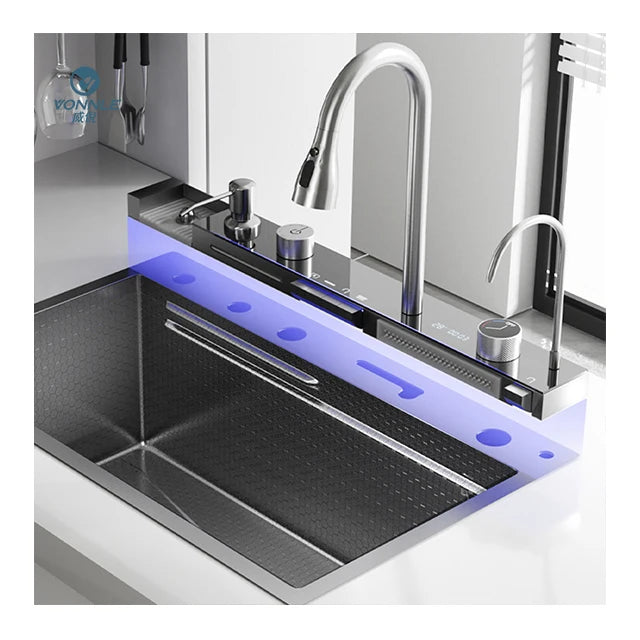Stylish Multifunctional Stainless Steel Kitchen Sink Cost-Effective Rectangular Bowl With Faucet Single Hole