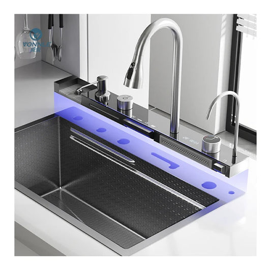 Stylish Multifunctional Stainless Steel Kitchen Sink Cost-Effective Rectangular Bowl With Faucet Single Hole