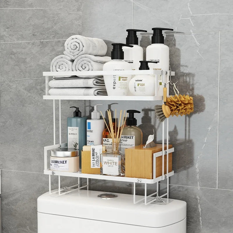 Bathroom Above the Toilet Rack Wall Hanging Holder Rack Multi-function Punch-free Vanity Over Toilet Storage Shelf