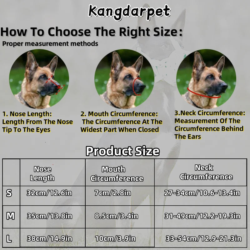 Kangdarpet Durable Leather Dog Muzzle – Adjustable Bite-Proof Cage for Large Dogs, Pitbull, Shepherd, Malinois Training