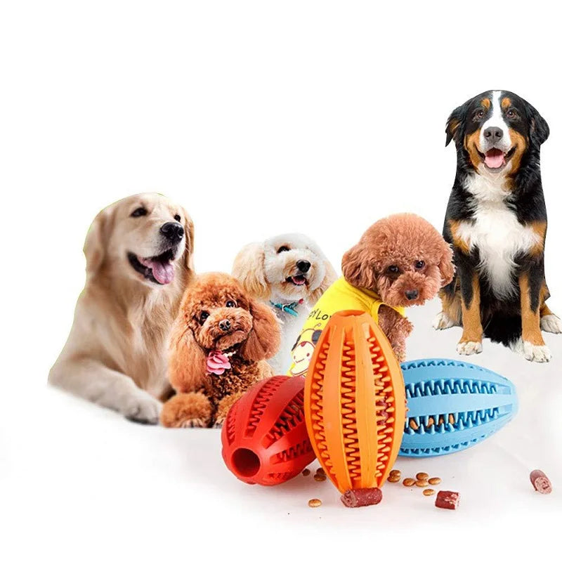 Manufacturer Wholesale Multi-colors Oval Rubber Pet Dog Feeder Lead Food Ball Interactive Toys