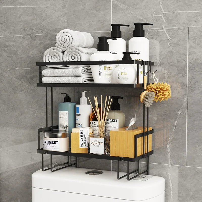 Bathroom Above the Toilet Rack Wall Hanging Holder Rack Multi-function Punch-free Vanity Over Toilet Storage Shelf