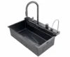 2025 Popular Large Single Slot Multifunction Sink Anti-Scratch LED Digital Display 304 Stainless Steel Waterfall Kitchen Sinks