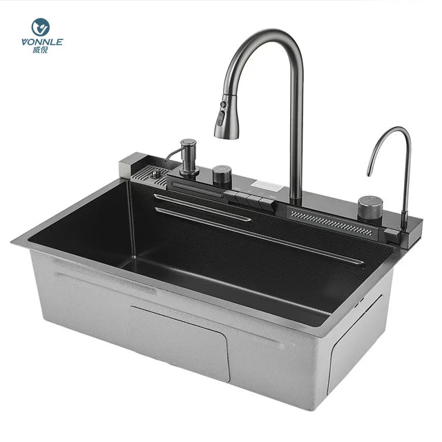 Stylish Multifunctional Stainless Steel Kitchen Sink Cost-Effective Rectangular Bowl With Faucet Single Hole