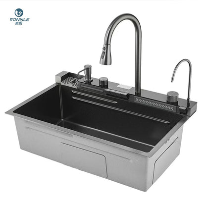 Stylish Multifunctional Stainless Steel Kitchen Sink Cost-Effective Rectangular Bowl With Faucet Single Hole