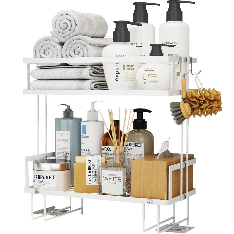 Bathroom Above the Toilet Rack Wall Hanging Holder Rack Multi-function Punch-free Vanity Over Toilet Storage Shelf