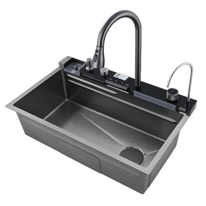 New Design Digital Display Stainless Steel Kitchen Sink Nano Black Cup Rinser Sink with Handmade Smart Kitchen Sink