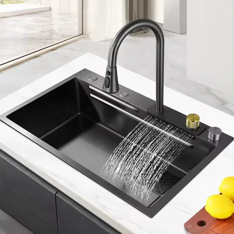 Luxury Kitchen Sink with Waterfall Faucet – Multifunction Workstation Design
