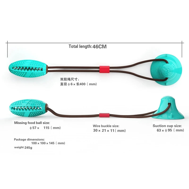 Dog Chew Toy with Suction Cup – Interactive Pull & Treat Ball for Dogs | Teeth Cleaning, Durable Rubber Toy for Small, Medium & Large Dogs