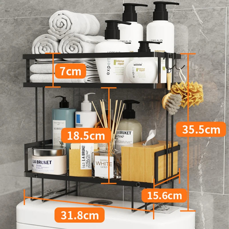 Bathroom Above the Toilet Rack Wall Hanging Holder Rack Multi-function Punch-free Vanity Over Toilet Storage Shelf