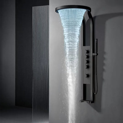 Hot Sale Bathroom Brass Waterfall Rainfall Shower Set Panel Wall Mounted Multifunctional SPA Shower LED System