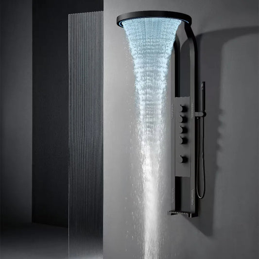 Hot Sale Bathroom Brass Waterfall Rainfall Shower Set Panel Wall Mounted Multifunctional SPA Shower LED System