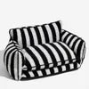 Luxury Striped Lambswool Pet Sofa Bed – Eco-Friendly Double Layer Couch for Dogs & Cats | Custom Logo Available