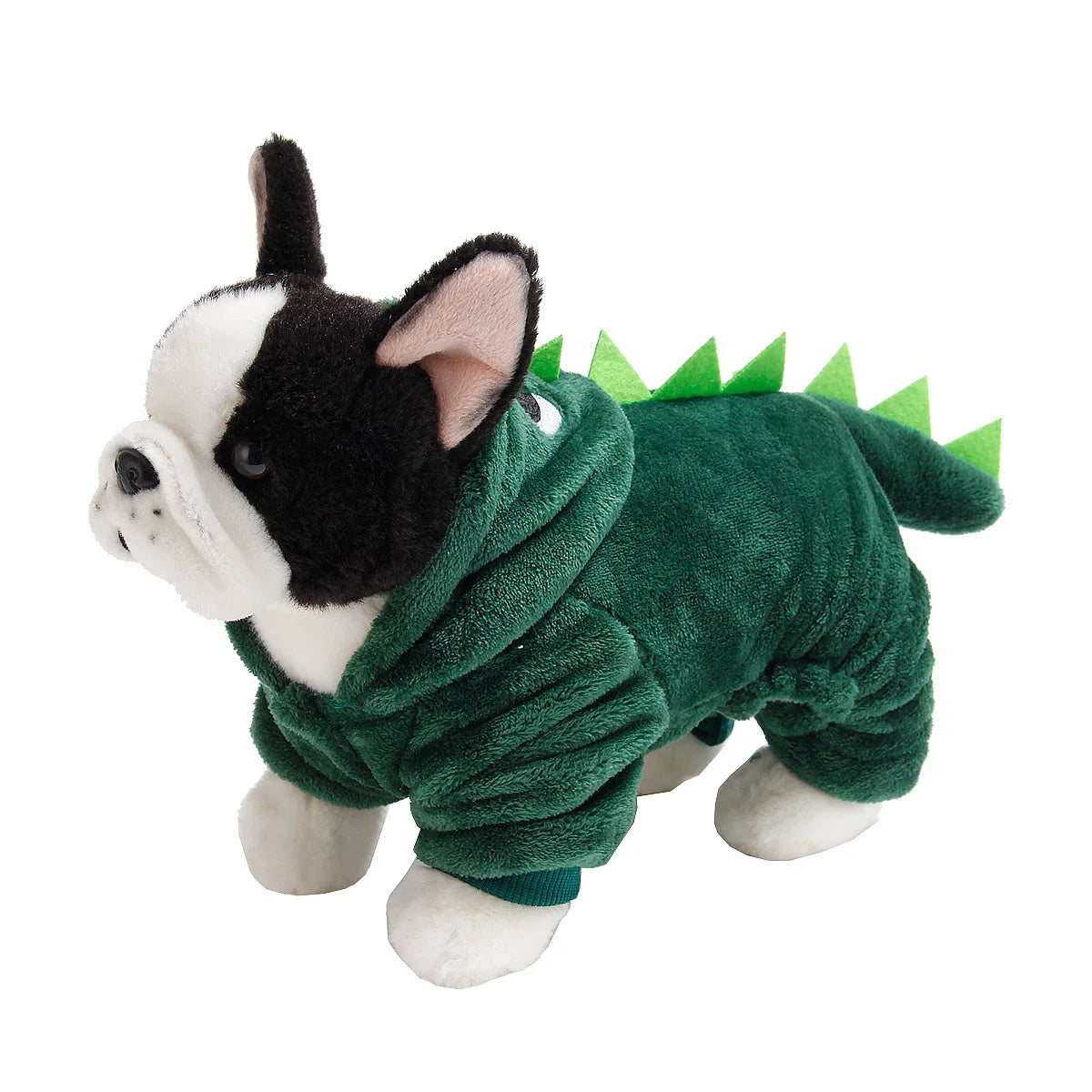 Cute Dinosaur Dog Pajamas – Flannel Pet Costume Coat for Small Dogs, French Bulldog Outfit | Soft, Machine-Washable, Funny Halloween Pet Clothes (XS–XL)
