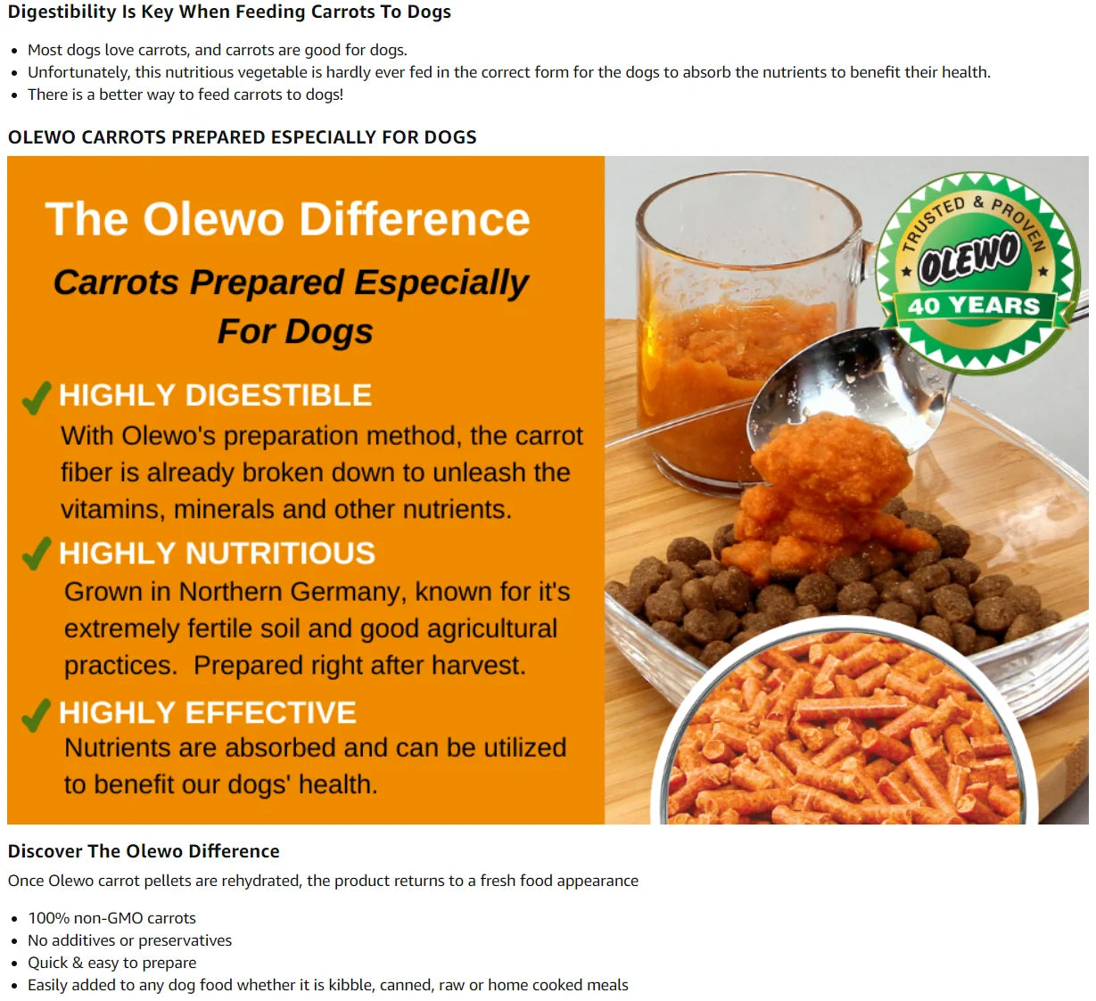 Olewo Dehydrated Carrots/Red Beets Dog Food Supplement