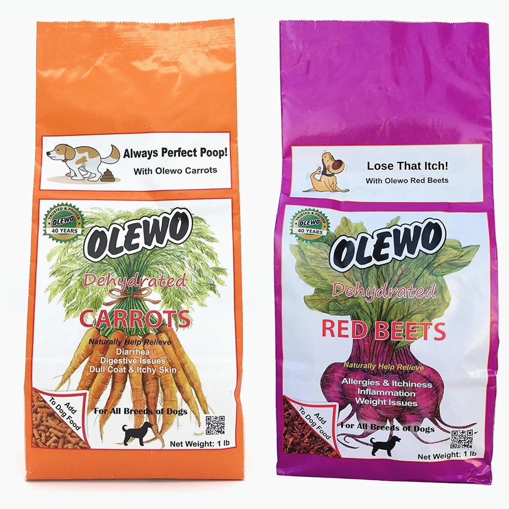 Olewo Dehydrated Carrots/Red Beets Dog Food Supplement