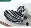 Apartment Modern Gold Painted Orange Engraving Design Lavabo Oval Glass Bathroom Sink Vanity Wash Basin