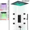Luxury Bluetooth Concealed Ceiling Shower System with Led Lights and Thermostat Modern Bathroom Hidden Faucet with Body Jet
