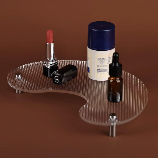 Creative Acrylic Trays Jewelry Perfume Makeup Organizer Clear Arch Shape Bathroom Sink Vanity Tray for Bathroom Vanity Serving
