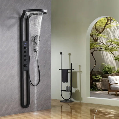 Hot Sale Bathroom Brass Waterfall Rainfall Shower Set Panel Wall Mounted Multifunctional SPA Shower LED System