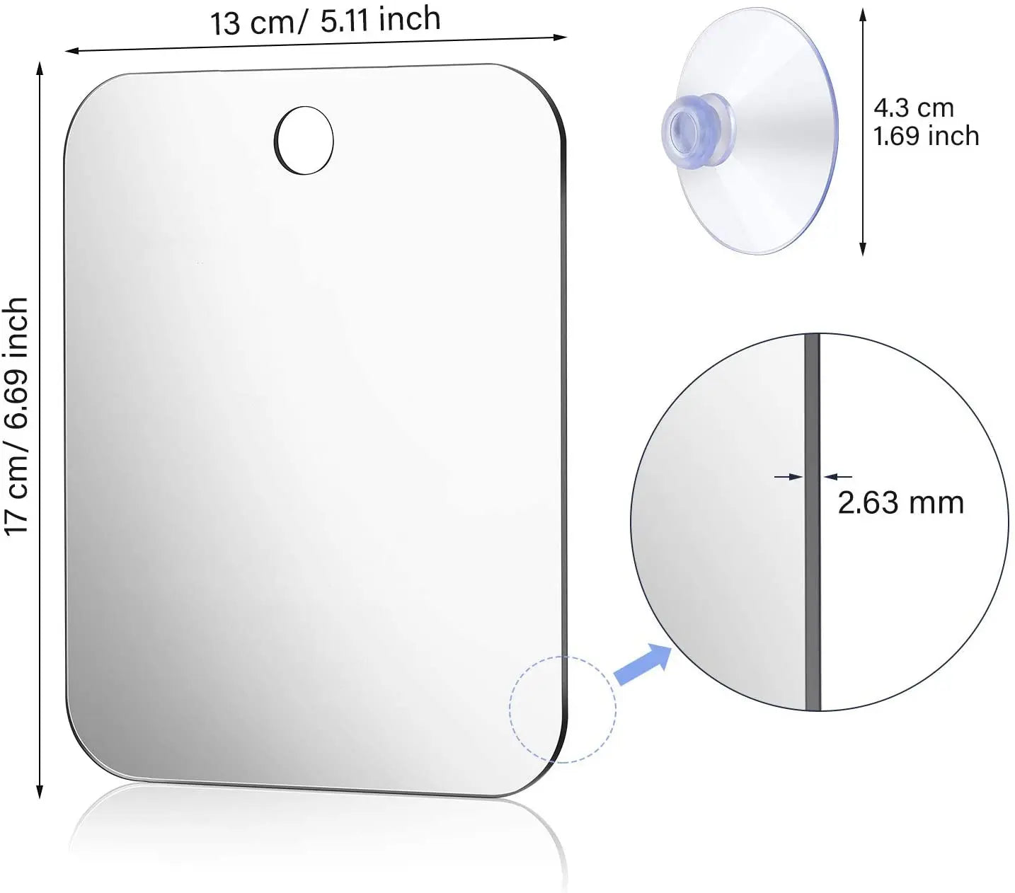 Anti Fog Makeup Mirror Bathroom Shower Shaving Fogless Cosmetic Mirror Washroom Travel Vanity Mirrors With Wall Suction