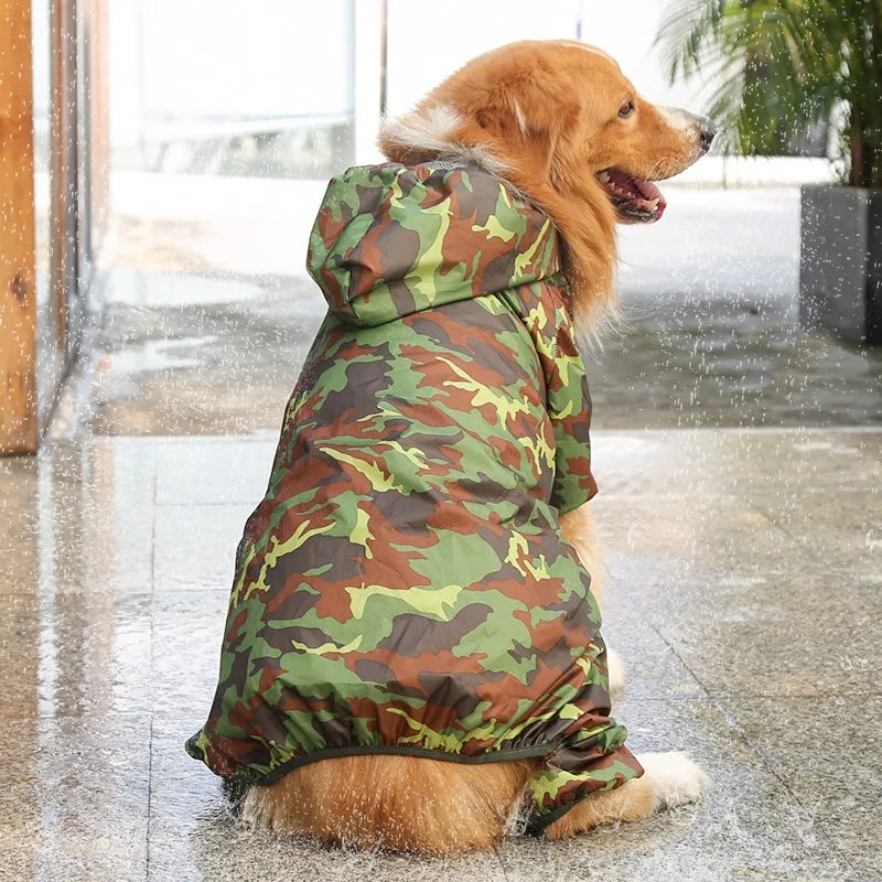 2022 Hot Sale Large Camouflage Pet Clothes Hoodie – Comfortable, Waterproof Dog Raincoat, All-Season