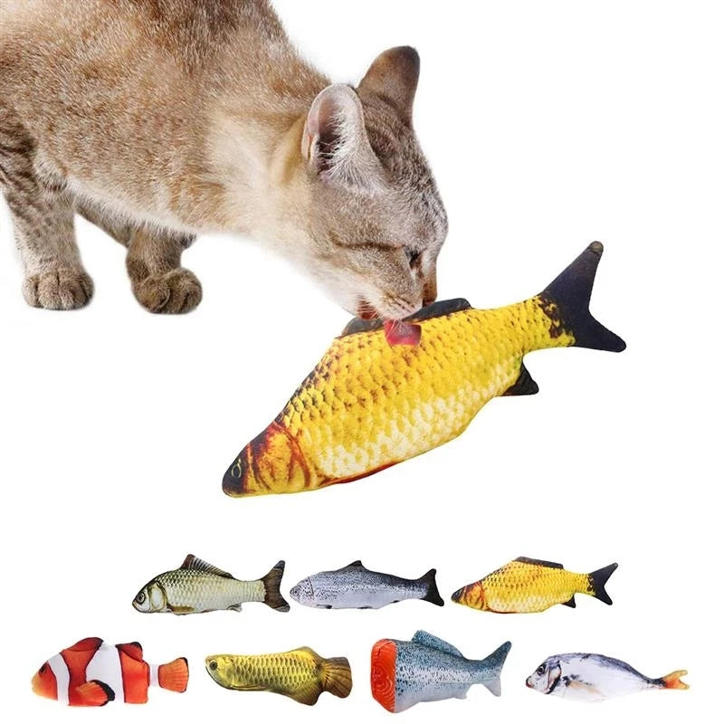 Pet Soft Plush 3D Flippity Fish Shape Cat Toy Interactive Fish Playing Toy  for Pet