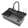 New Design Digital Display Stainless Steel Kitchen Sink Nano Black Cup Rinser Sink with Handmade Smart Kitchen Sink