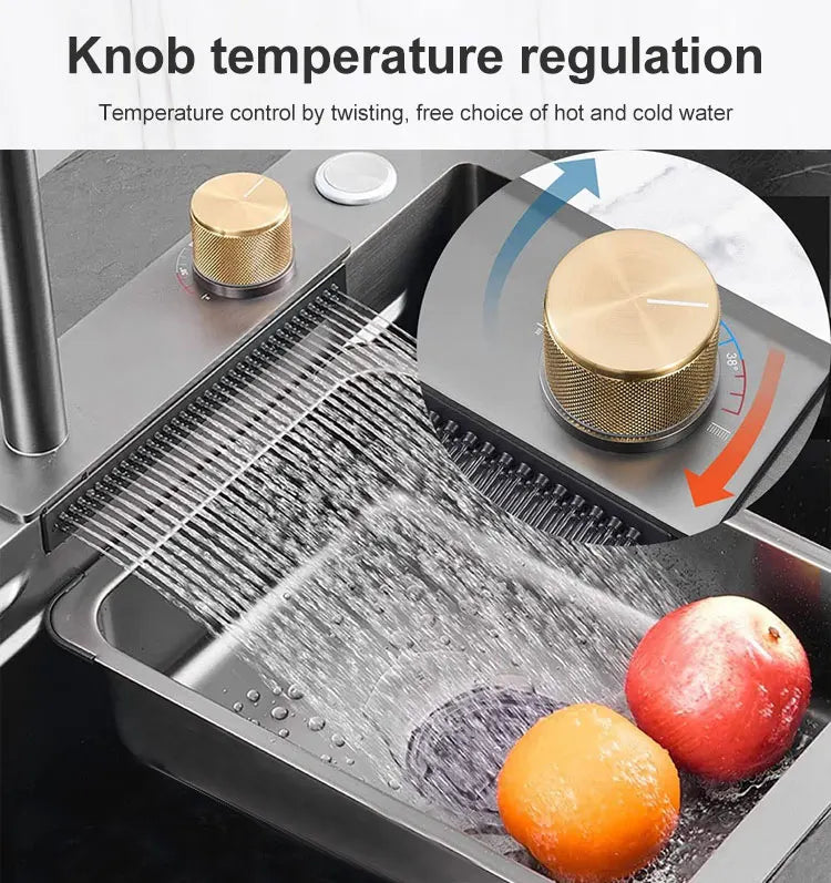 Multifunctional Waterfall Resistant Stainless Steel Large Single Sink Kitchen Sink