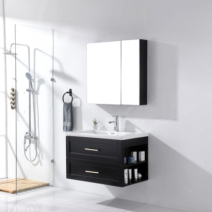 Mini Type Wash Basin Cabinet Solid Wood Wall Hung Bathroom Vanity