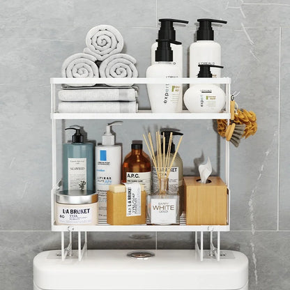 Bathroom Above the Toilet Rack Wall Hanging Holder Rack Multi-function Punch-free Vanity Over Toilet Storage Shelf
