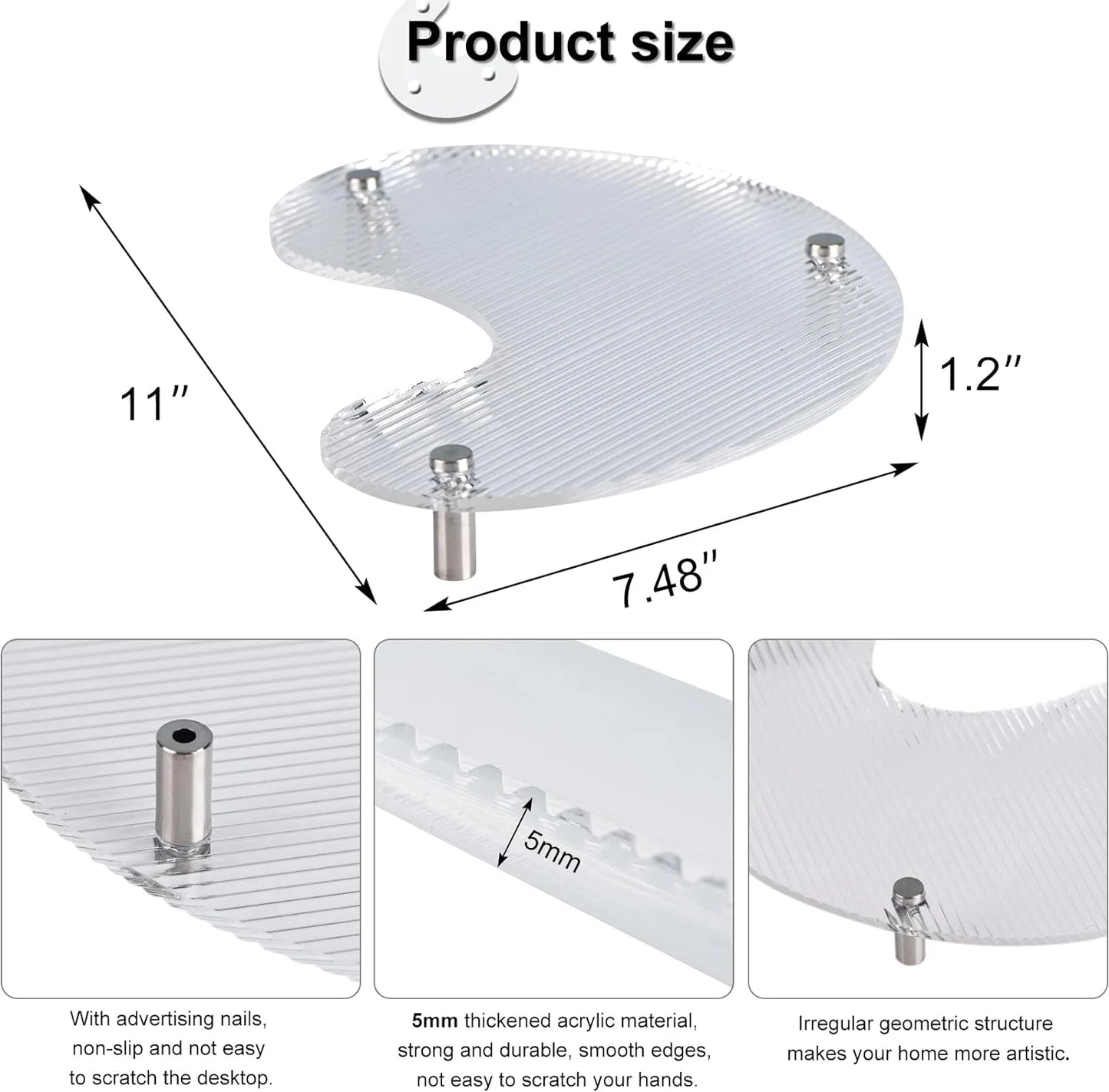 Creative Acrylic Trays Jewelry Perfume Makeup Organizer Clear Arch Shape Bathroom Sink Vanity Tray for Bathroom Vanity Serving