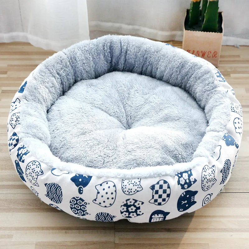Luxury Plush Dog Bed – Soft High-Loft Round Cushion Pillow for Small & Medium Pets | Comfortable, Warm Pet Bed with Removable Cover