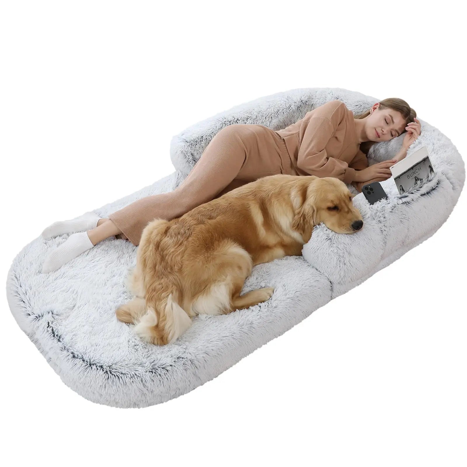 Foldable Plush Human Dog Bed for Adults & Pets – Giant Washable Bean Bag Bed for Relaxing & Sleeping
