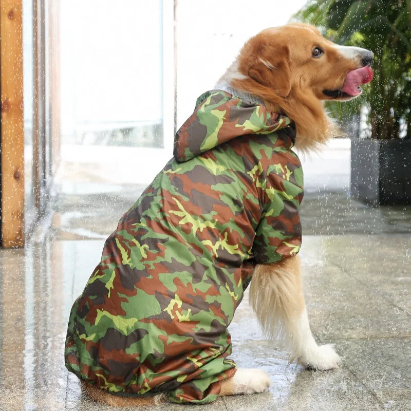 2022 Hot Sale Large Camouflage Pet Clothes Hoodie – Comfortable, Waterproof Dog Raincoat, All-Season