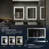 Modern Smart Mirror Wall Mounted with LED Lights Rectangle Bathroom Vanity Mirror for Hotel Use