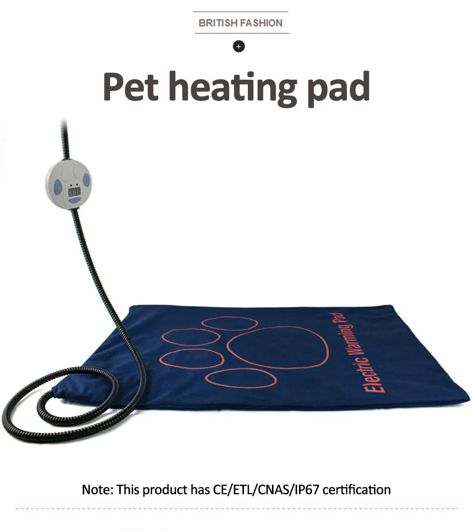 Waterproof Pet Heating Pad for Dogs & Cats – Electric Winter Warmer Blanket 45×60cm | Adjustable Temperature, Anti-Bite Wire & Auto Power-Off Safety