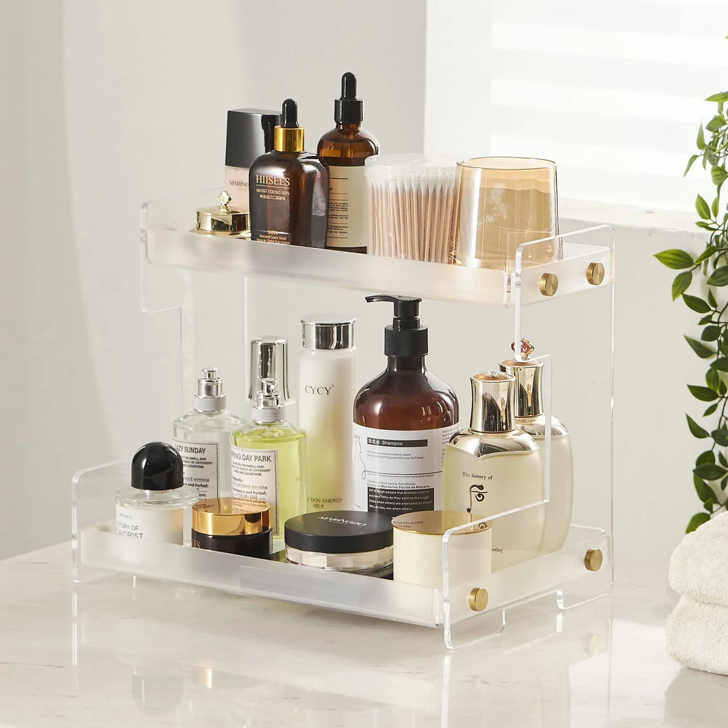 Bathroom Counter Organizer 2-Tier Bathroom Organizer Countertop Cosmetics Organizer Vanity Storage Shelf Rack