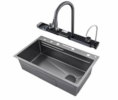304 SS Multifunction Black Undermount Modern Waterfall Smart Kitchen Sinks Stainless Steel Modern Pull Out Kitchen Sink