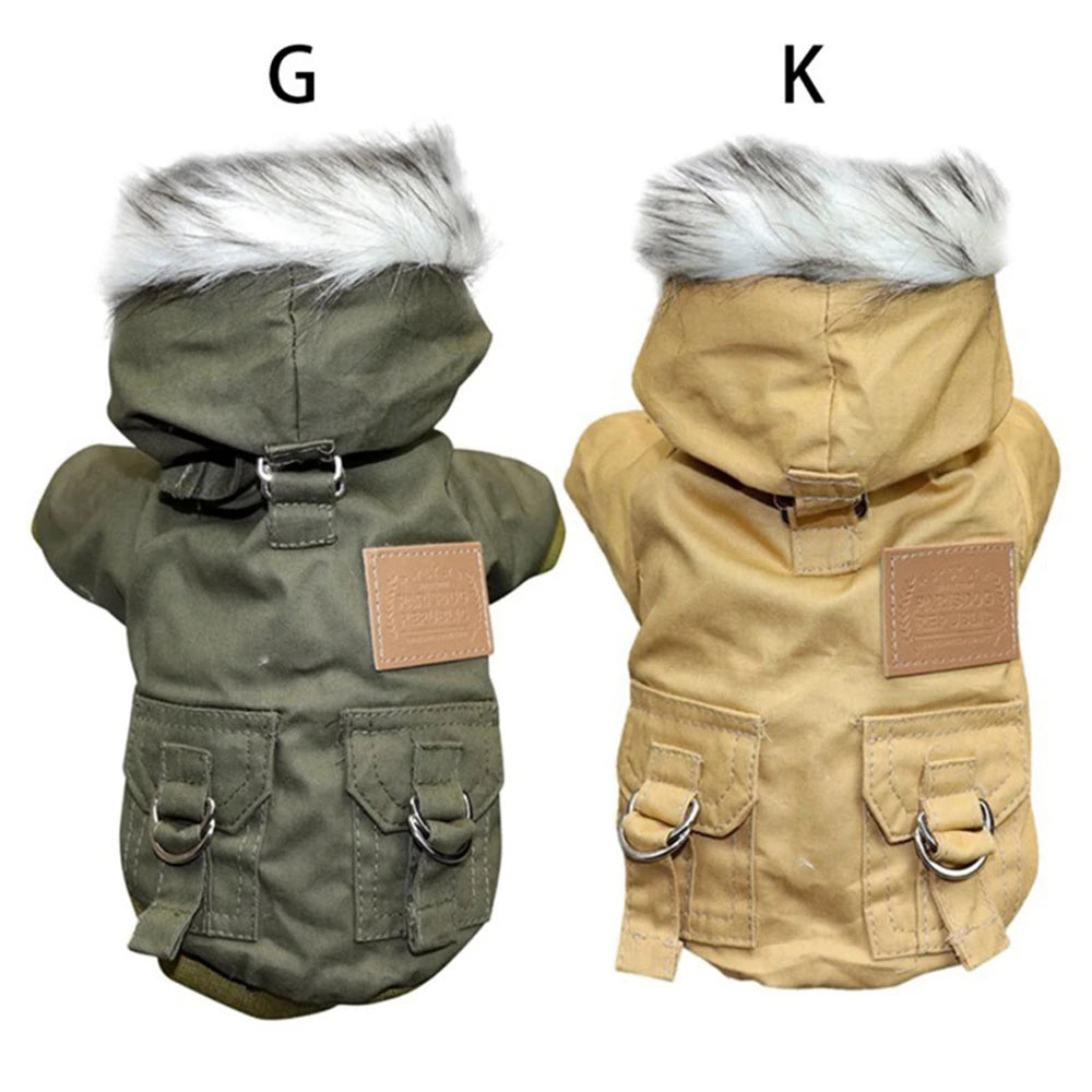 Autumn Winter Warm Clothes With Hoodie Fashionable Design Coats Comfortable Polyester Cotton Jacket for Pet Dog Outdoor Hiking