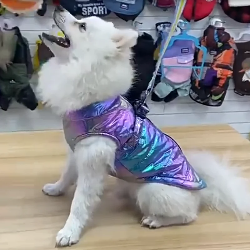 Christmas pet dog and cat clothing for autumn and winter, waterproof gradient color vest with fleece warmth pet clothing supplie