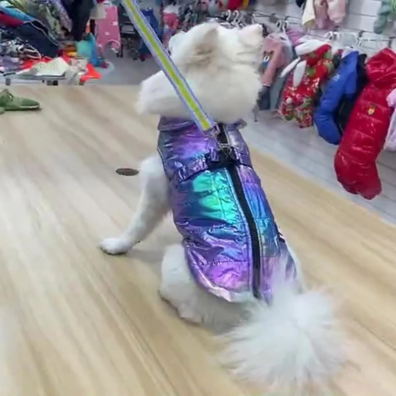 Christmas pet dog and cat clothing for autumn and winter, waterproof gradient color vest with fleece warmth pet clothing supplie