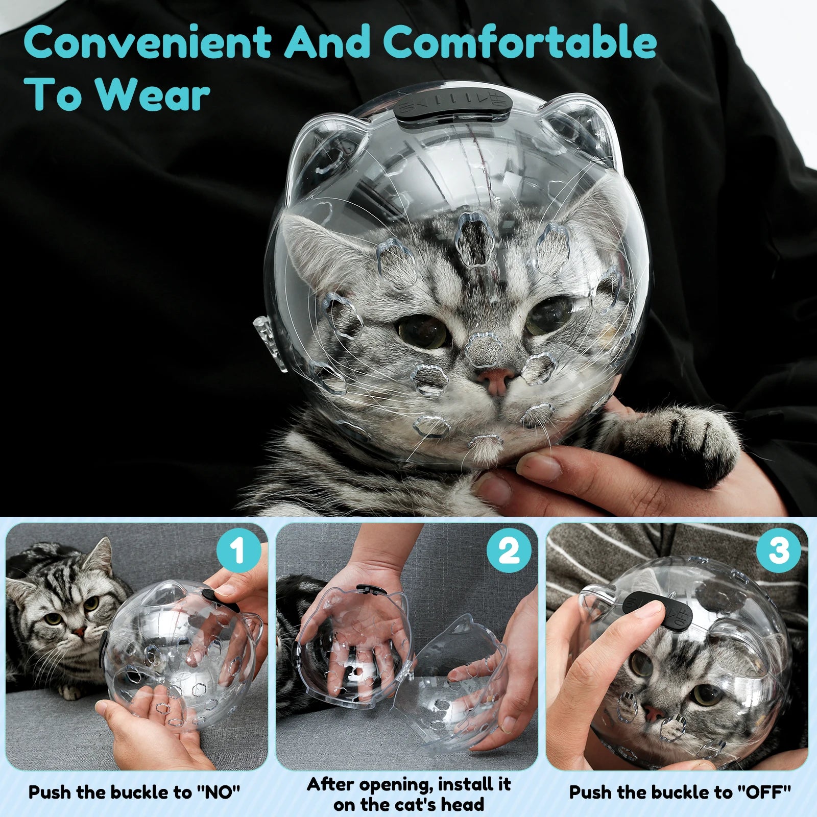 Cat Muzzle Anti-Bite Breathable Protective Space Hood Mask Cover Muzzle Helmet Cat Grooming Transparent Space Hood Pets Supplies