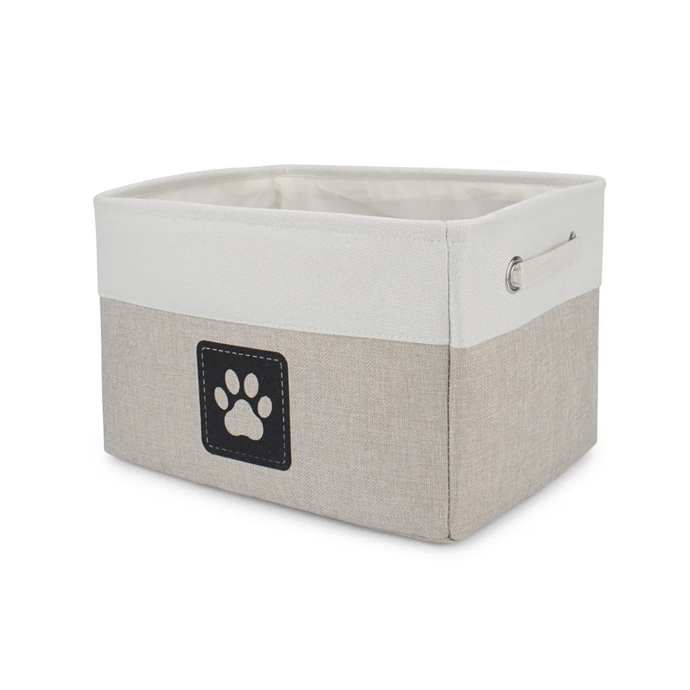 Pet Toy Storage Basket Foldable Paw Dog Cat Clothes Box Accessories Organize Bin