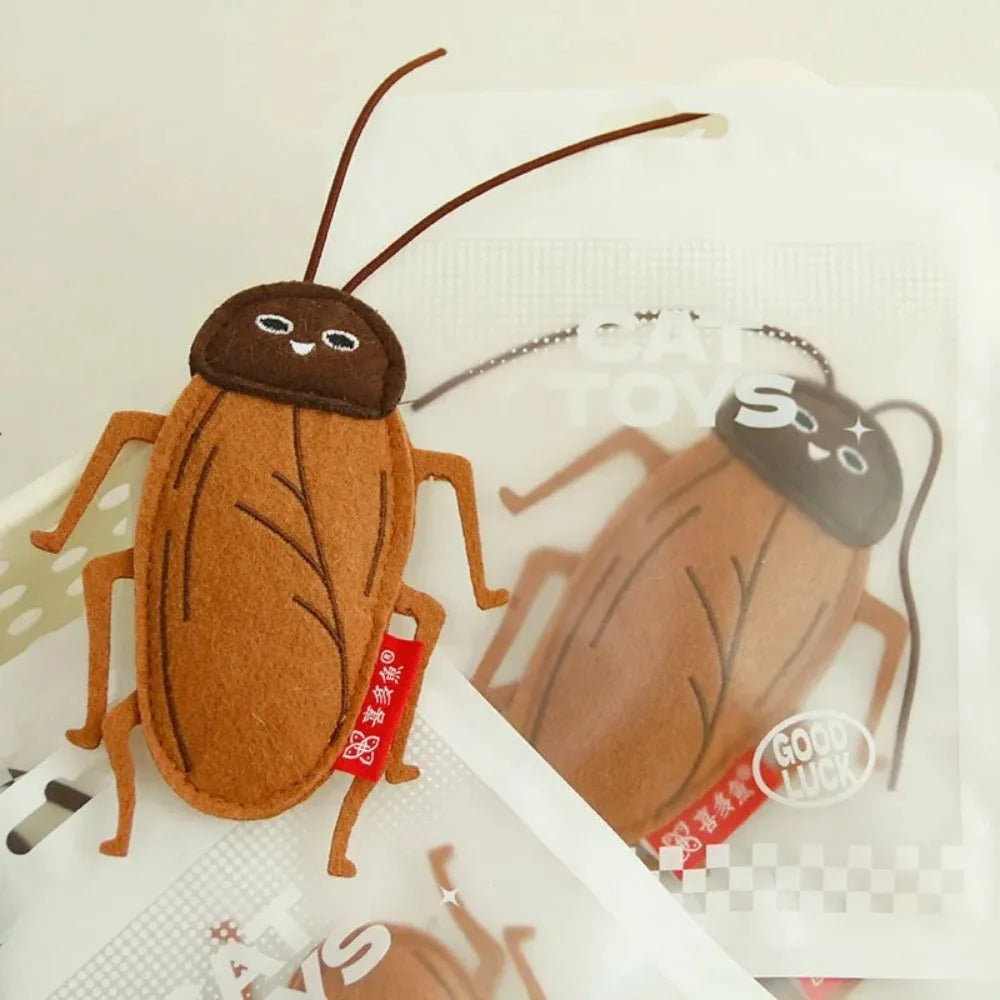 Simulation Insect Shape Cockroach Toy Fun Self-Hi Cat Simulation Toy Felt Catnip Bell Toy Boredom Relief