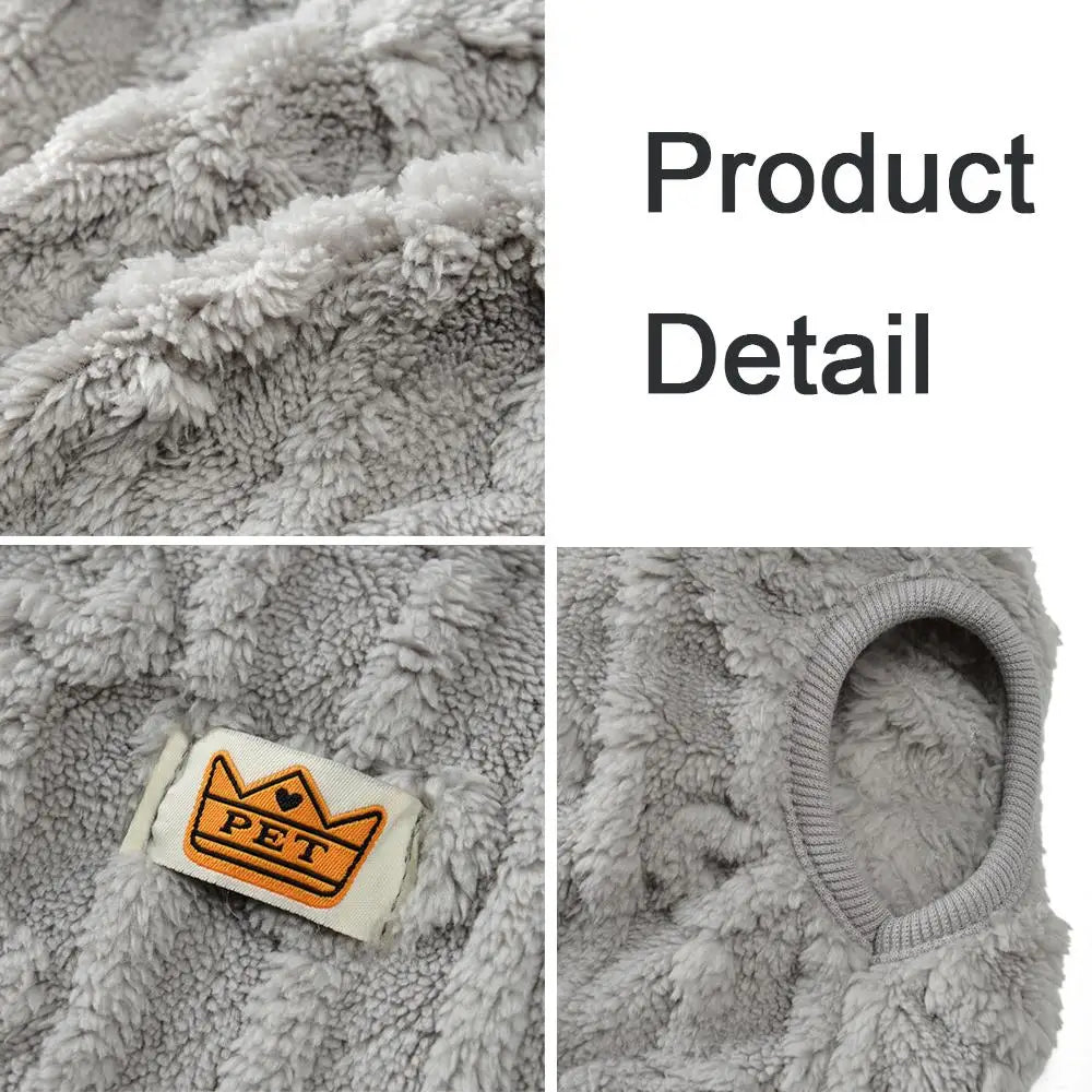 Fleece Warm Dog Cloth Sleeveless Soft Cozy Plush Vest Puppy Winter Overall for Small Medium Pet Sweatshirt  for Dog and Cat