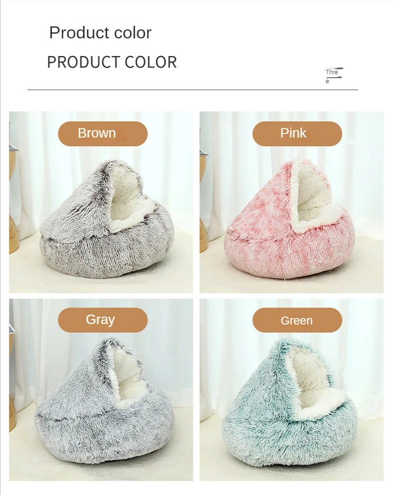 Cat House Winter Plush Pet Cat Bed Round Cat Cushion Thicken Warm Cats Basket Pet Sleep Bag Kitten Nest Kennel for Small Cats