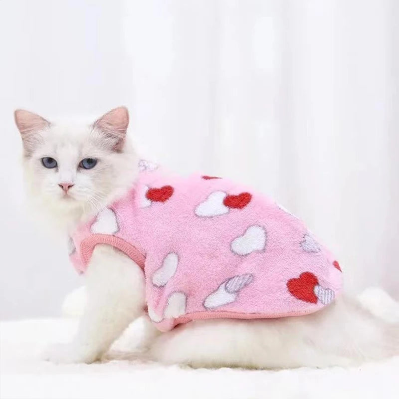 Cartoon Fleece Pet Cat Clothes Winter Warm Pet Dog Vest Puppy Cat Sweater Dog Clothes For Small Dogs Cats Coat Jacket Pet Outfit