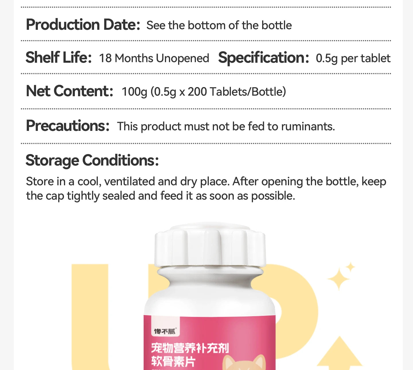 chanbuni Cat Food Food for Cats Cat Treats Treats for Cats Cat Calcium Tablets Joint Protection Exclusive for Pet Cats and Dogs