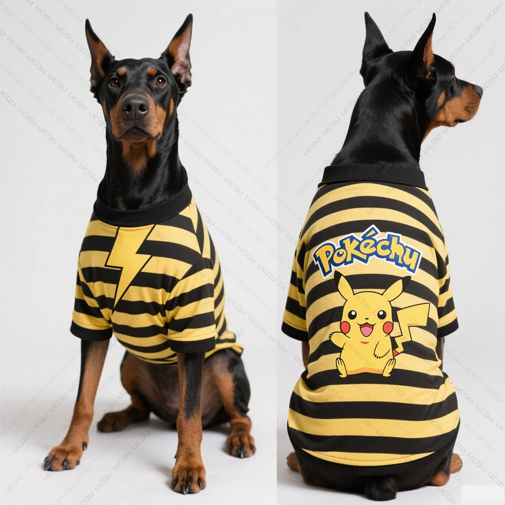 Pet Dog Clothing Set Vests and T-Shirts Breathable and Cool Summer Apparel Brand Pikachu IP Licensed Patterns Dog King